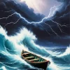 Boat In Storm Diamond Painting