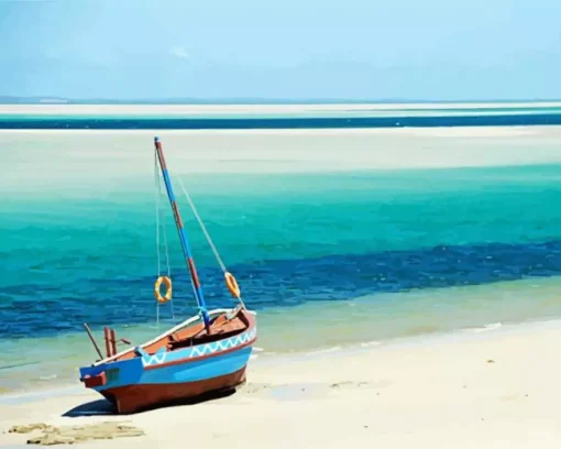 Boat On Beach Diamond Painting