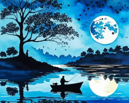 Boat Silhouette Diamond Painting