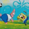 Bob And Patrick Playing Football Diamond Painting