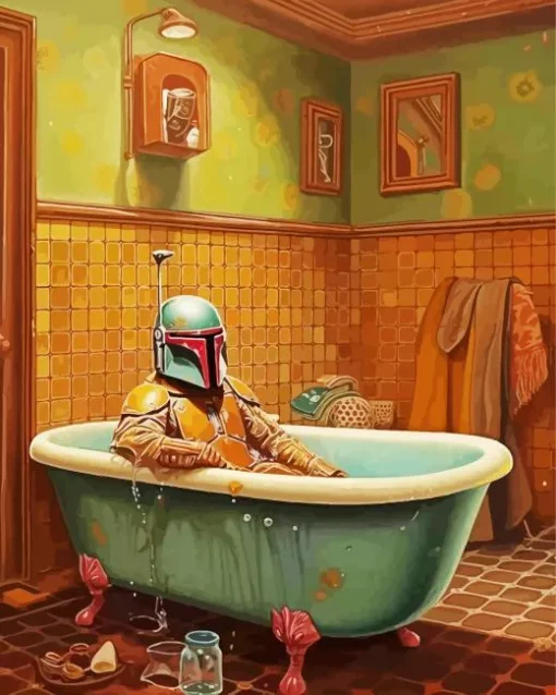 Boba Fett In Bathroom Diamond Painting