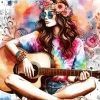 Bohemian Girl Playing Guitar Diamond Painting