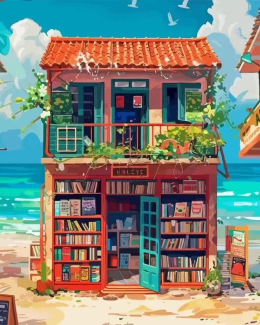 Book Shop At Beach Diamond Painting