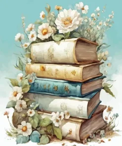 Books With Flowers Diamond Painting