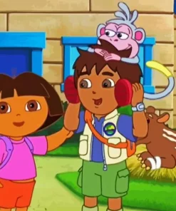 Boots Dora And Diego Diamond Painting