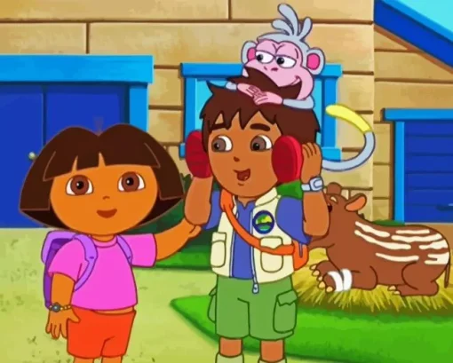 Boots Dora And Diego Diamond Painting