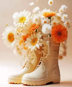 Boots With Daisies Diamond Painting