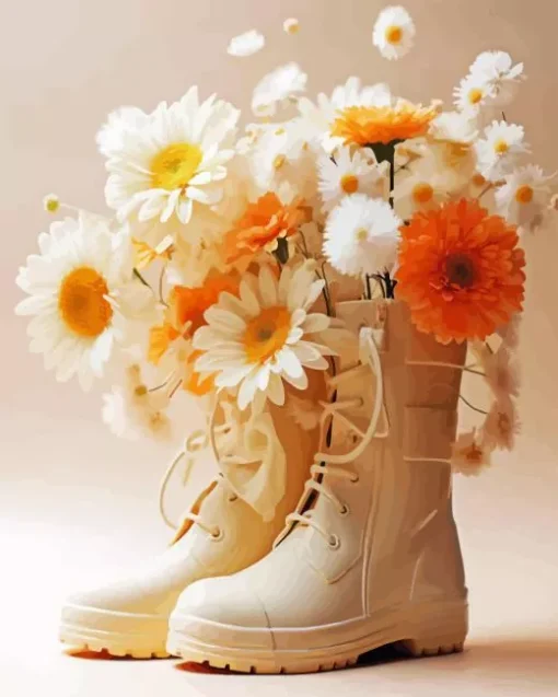 Boots With Daisies Diamond Painting