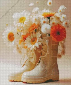 Boots With Daisies Diamond Painting