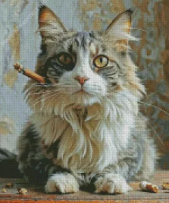 Cat Smoking Cigarette Diamond Painting