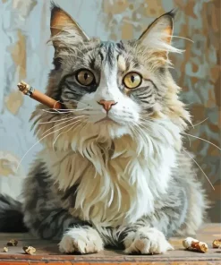 Cat Smoking Cigarette Diamond Painting