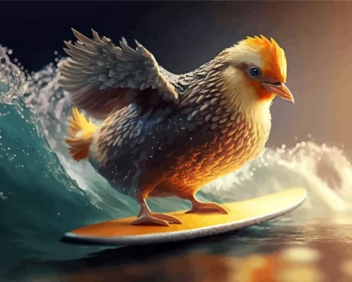 Chicken Surfing Diamond Painting