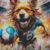 Cool Dog Playing Football Diamond Painting