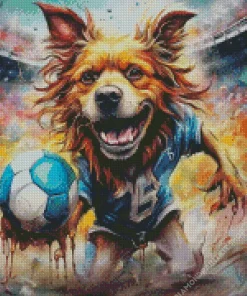 Cool Dog Playing Football Diamond Painting