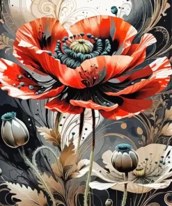 Cool Flower Poppy Diamond Painting