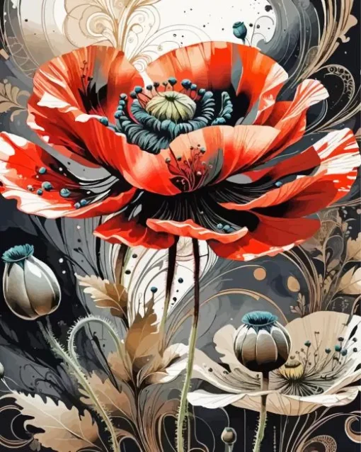 Cool Flower Poppy Diamond Painting