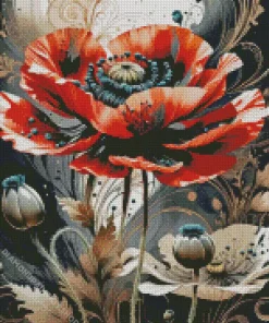 Cool Flower Poppy Diamond Painting