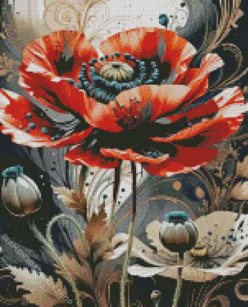 Cool Flower Poppy Diamond Painting