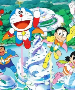 Cool Flying Doraemon Art Diamond Painting