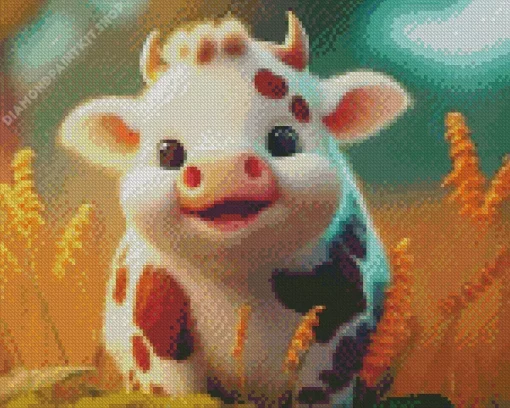 Cute Fluffy Cow Diamond Painting