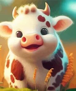 Cute Fluffy Cow Diamond Painting