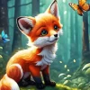 Cute Fox And Butterfly Diamond Painting