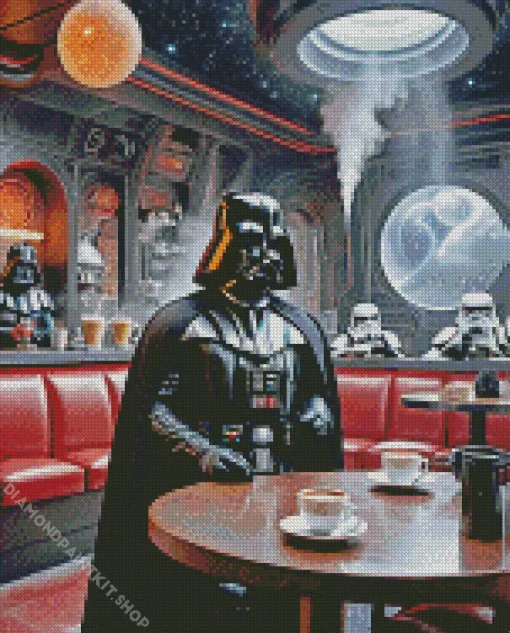 Darth Vader Drinking Coffee Diamond Painting