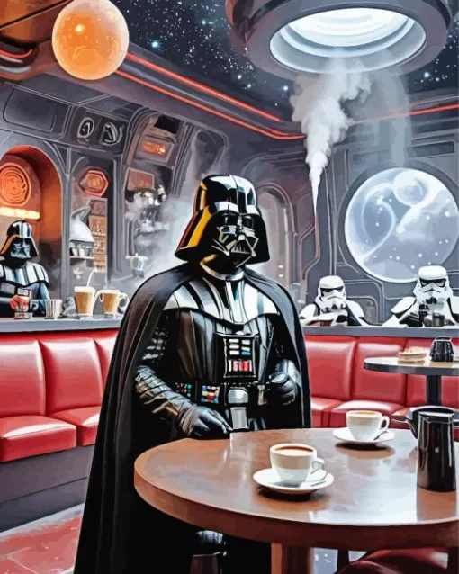 Darth Vader Drinking Coffee Diamond Painting