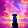 Dog At Sunset Diamond Painting