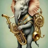 Elephant Playing Tuba Diamond Painting