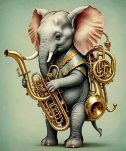 Elephant Playing Tuba Diamond Painting