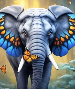 Elephant With Butterfly Diamond Painting