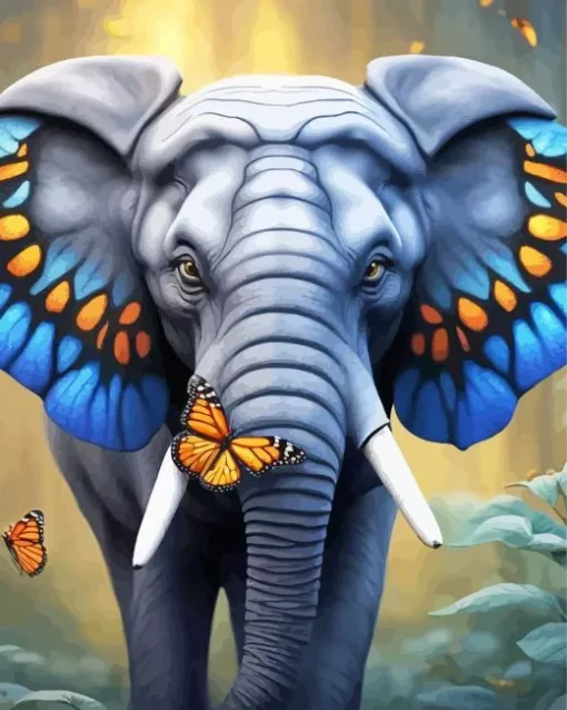 Elephant With Butterfly Diamond Painting