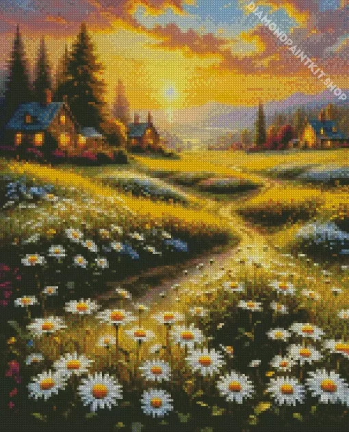 Field Daisy Art Diamond Painting