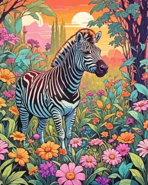 Flower Zebra Art Diamond Painting