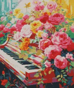 Flowers Piano Art Diamond Painting