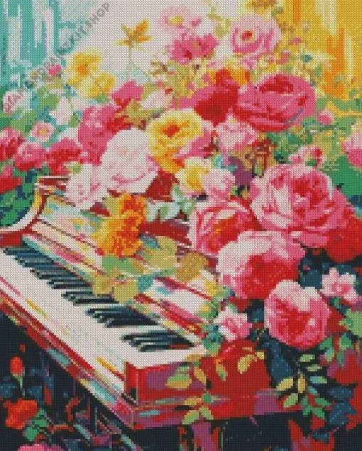 Flowers Piano Art Diamond Painting