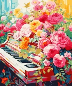 Flowers Piano Art Diamond Painting