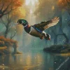 Flying Wood Duck Diamond Painting