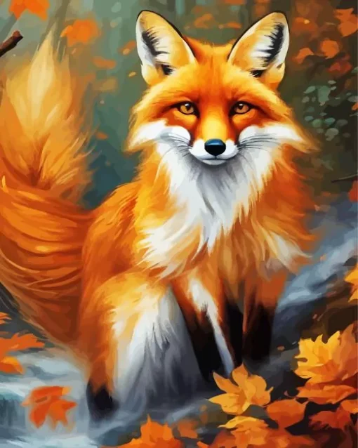 Fox In Fall Art Diamond Painting