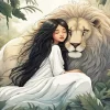 Girl And Lion Diamond Painting