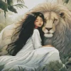 Girl And Lion Diamond Painting