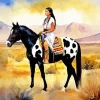 Girl Riding Black Appaloosa Diamond Painting