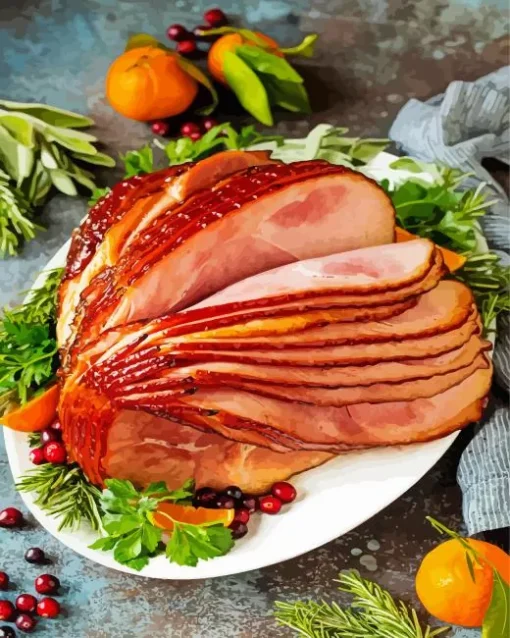 Glazed Ham Dish Diamond Painting