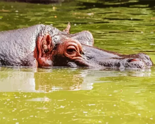 Gray Hippopotamus Diamond Painting