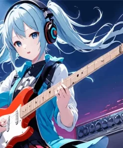 Guitarist Anime Girl Diamond Painting