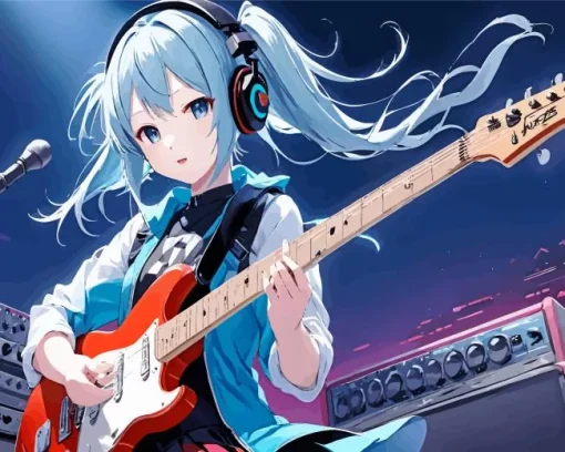 Guitarist Anime Girl Diamond Painting