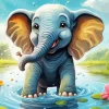 Happy Elephant Cartoon Diamond Painting