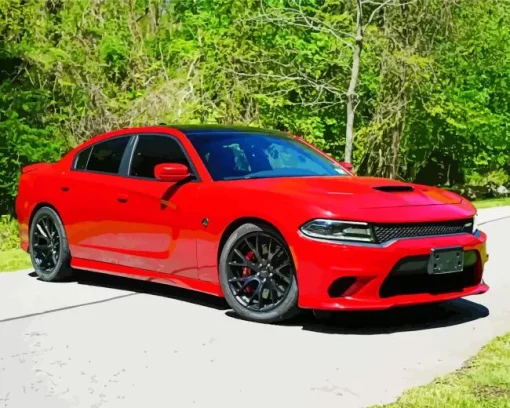 Hellcat Charger Red Diamond Painting