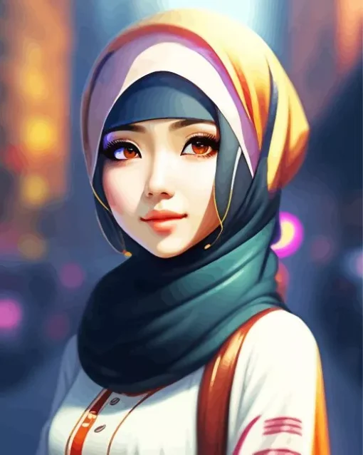 Hijab Anime Girl Diamond Painting